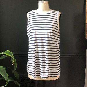 Navy and White Scooped Back Maternity Tank